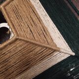 Abat-jour carré en fil de jute bistre beige et vert