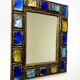 Italian mid-century mirror by Creaciones Gobesso, blue & yellow Murano rock crystals, circa 1960s