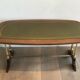 Neoclassical coffee table in wood, brass and leather