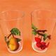 2 decorated glasses Pear / Cherry Reims France