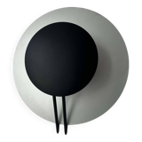 Vintage round wall lamp, gray and black metal, Italy 1970