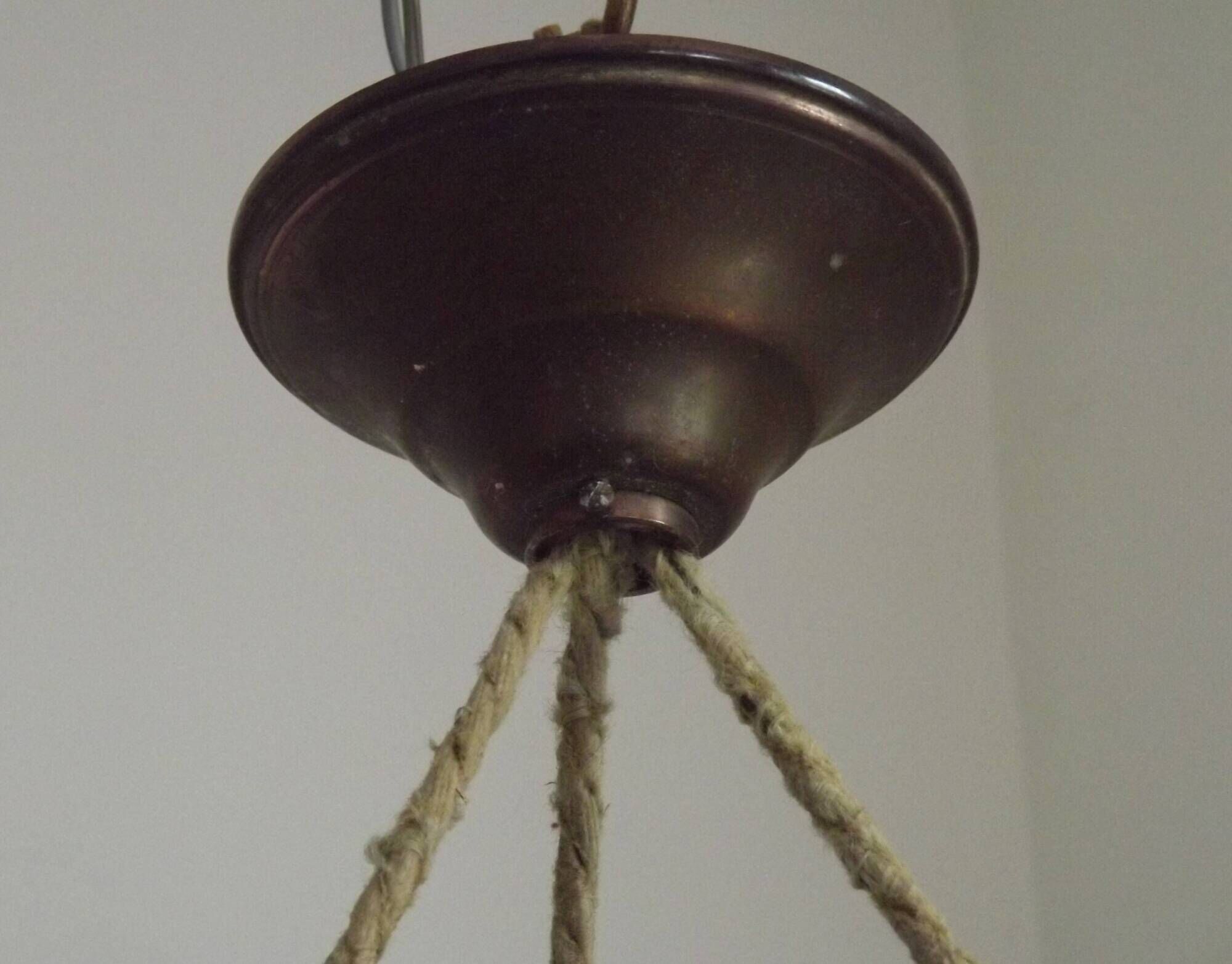 French Art Deco Degué Ice Blue Hexagonal Glass Pendant Ceiling Light