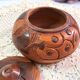 Handmade wooden box brown copper polychrome vintage