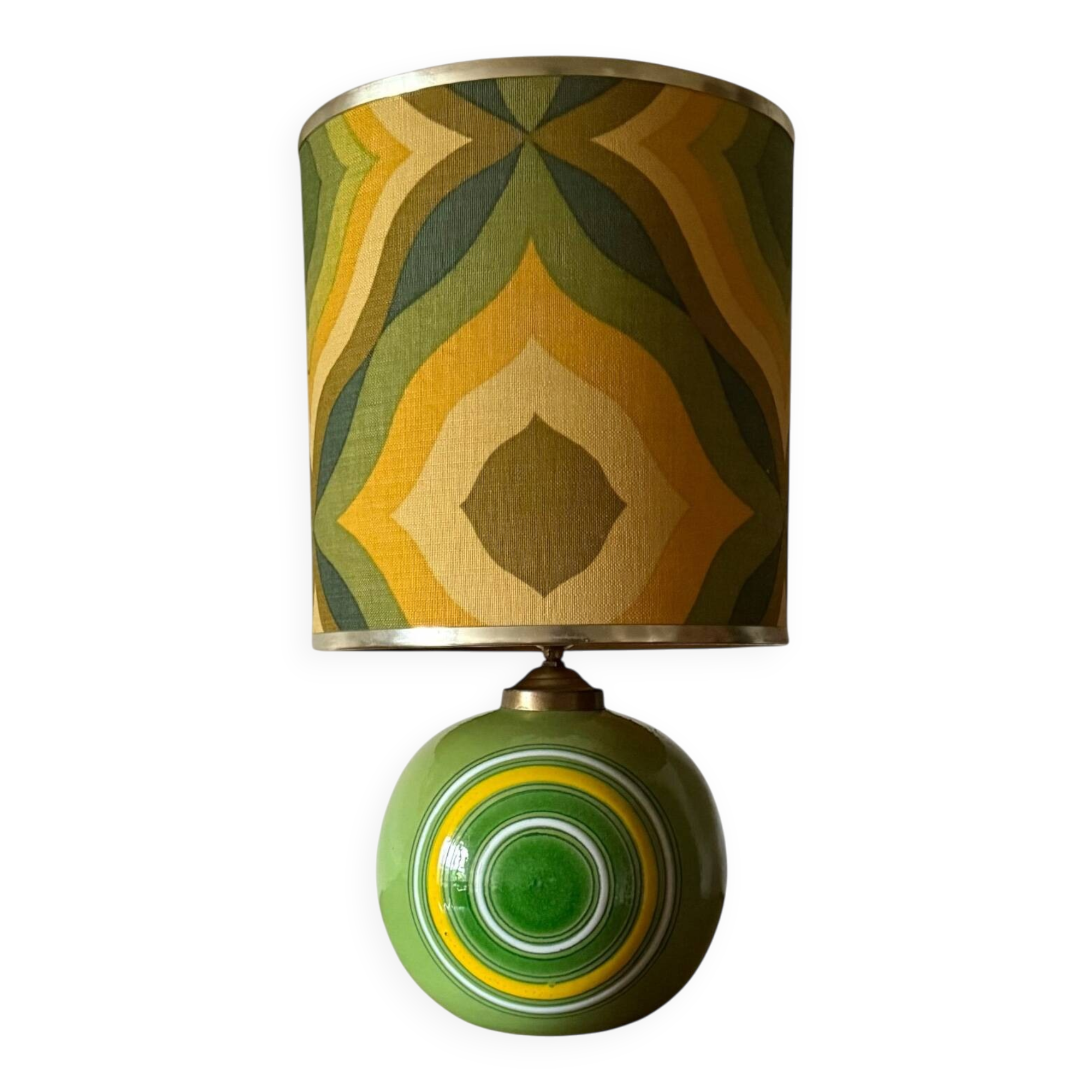 Space Age green ceramic table lamp, Italy 1960s