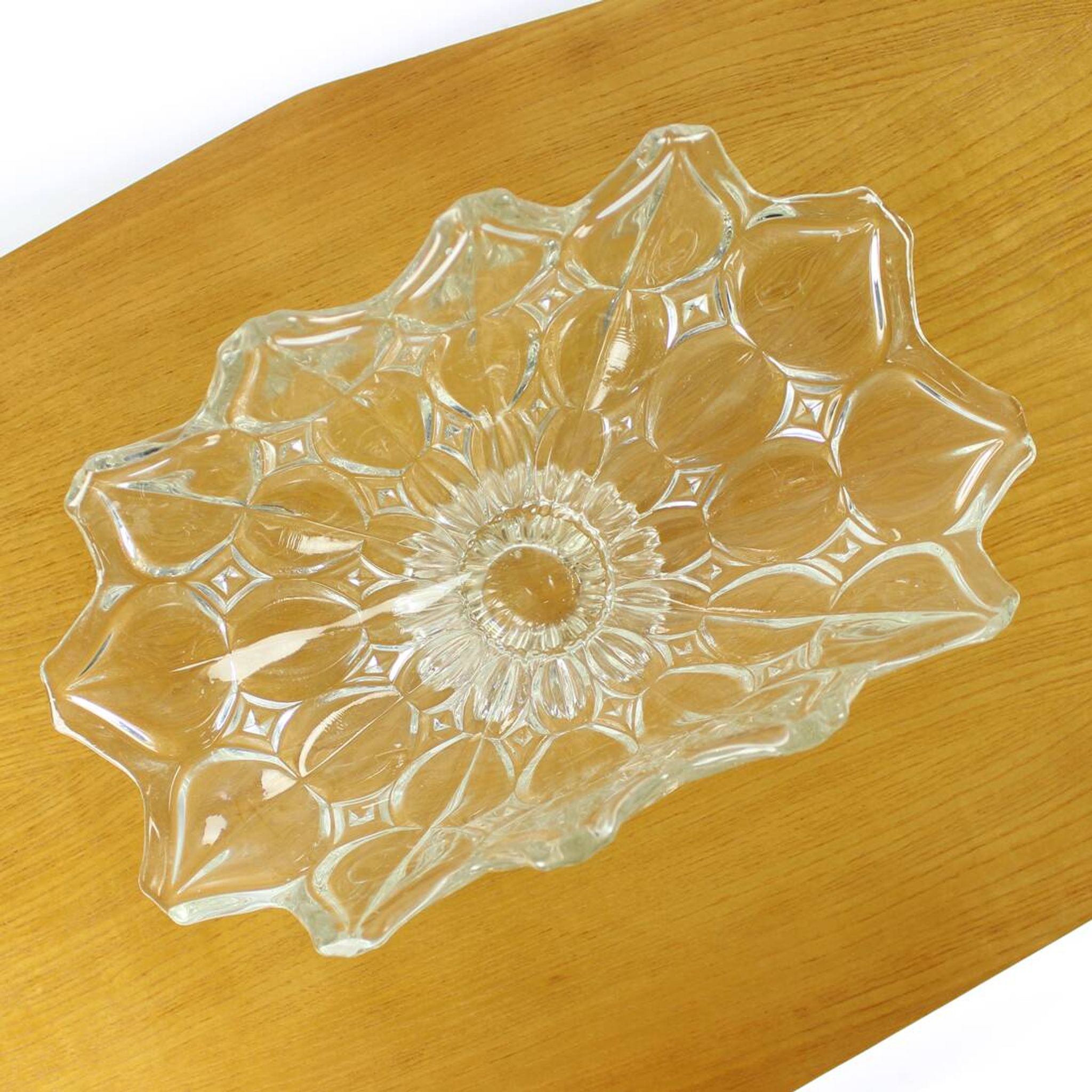 Large Pressed Glass Bowl, Tulip Collection Hermanowa Hut, 1957