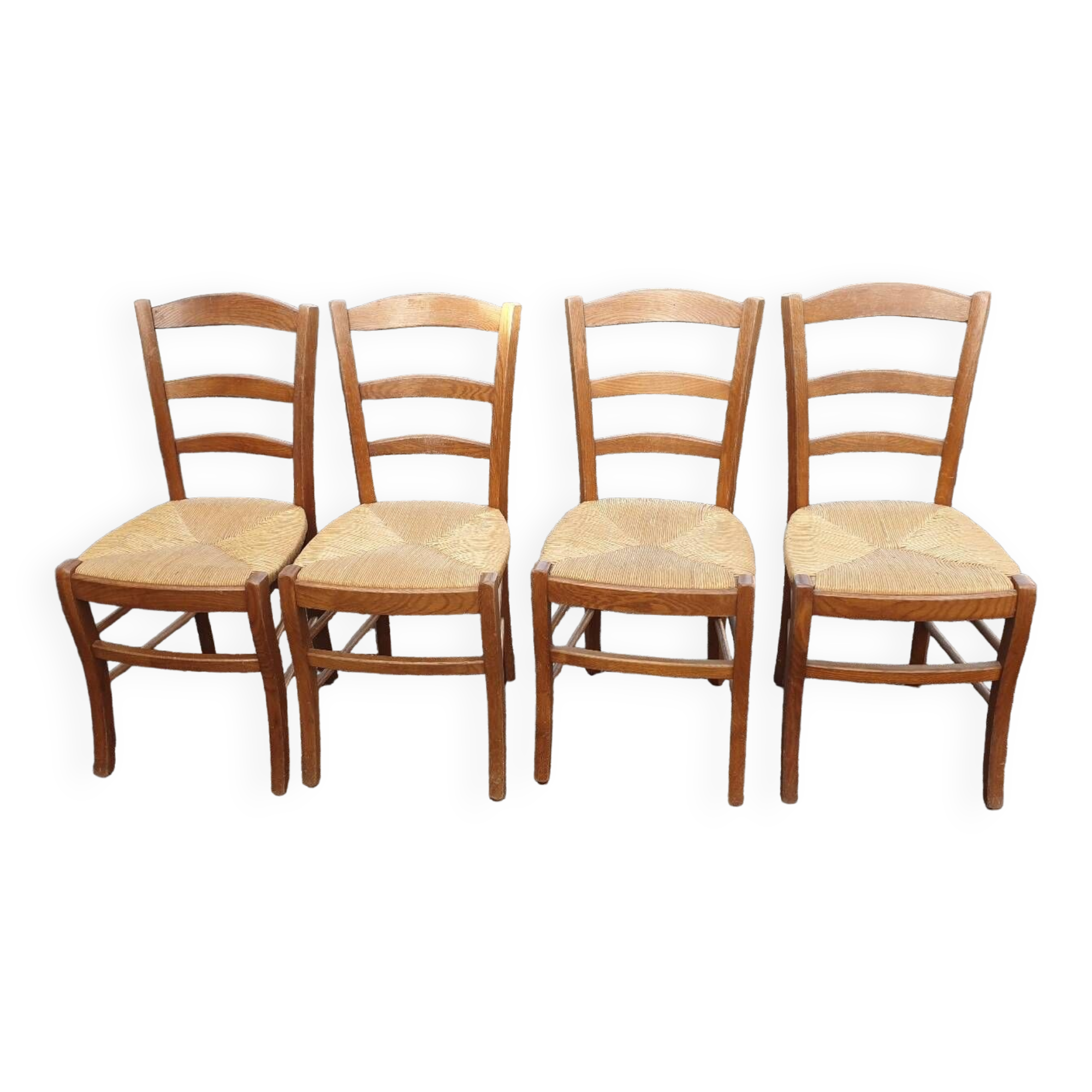 4 rustic Paillé chairs