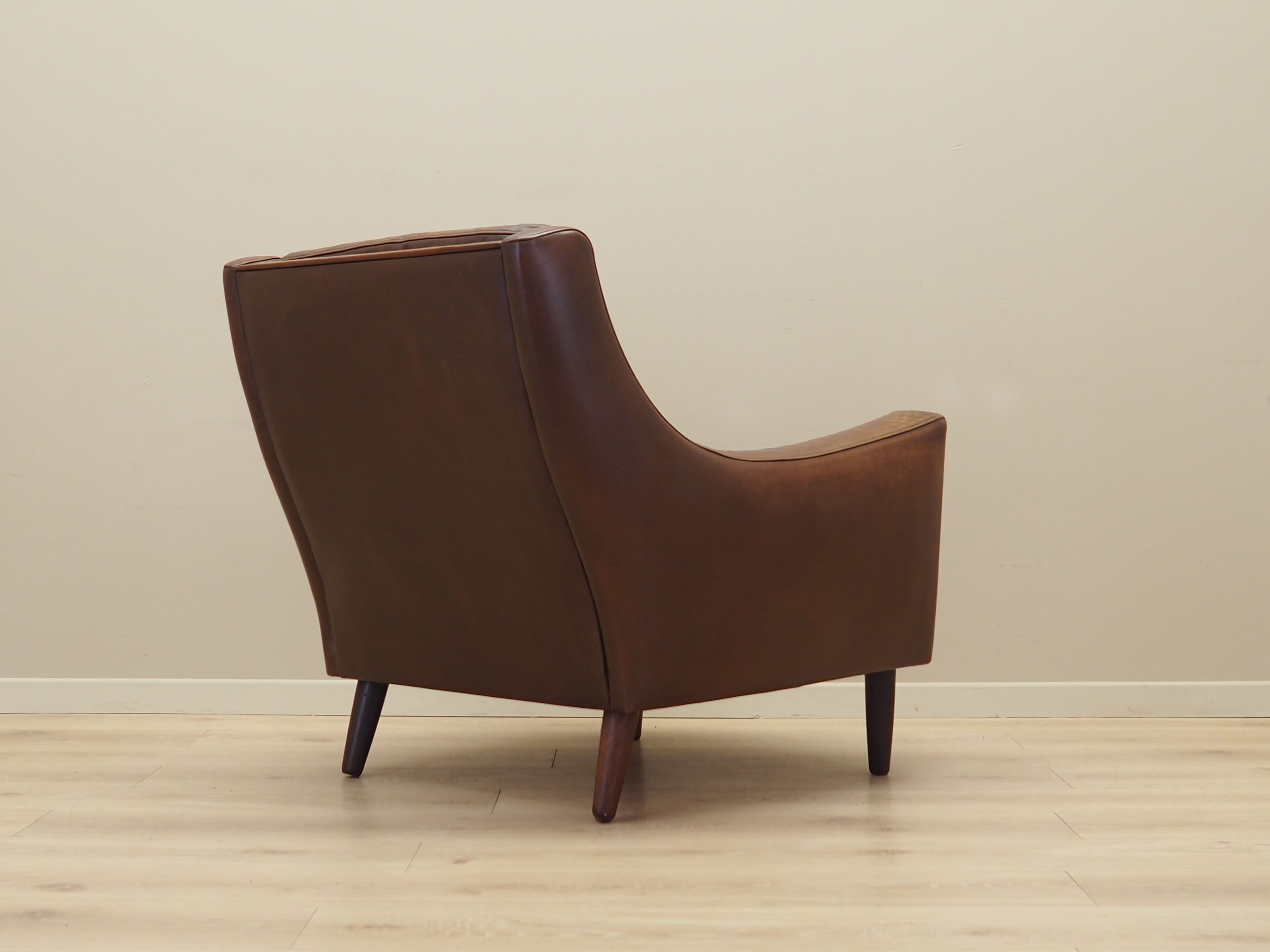 Brown leather armchair, Danish design, 1960s, designer: Edmund Jørgensen