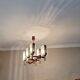 Brutalist teak and art glass chandelier, Italy 1960s