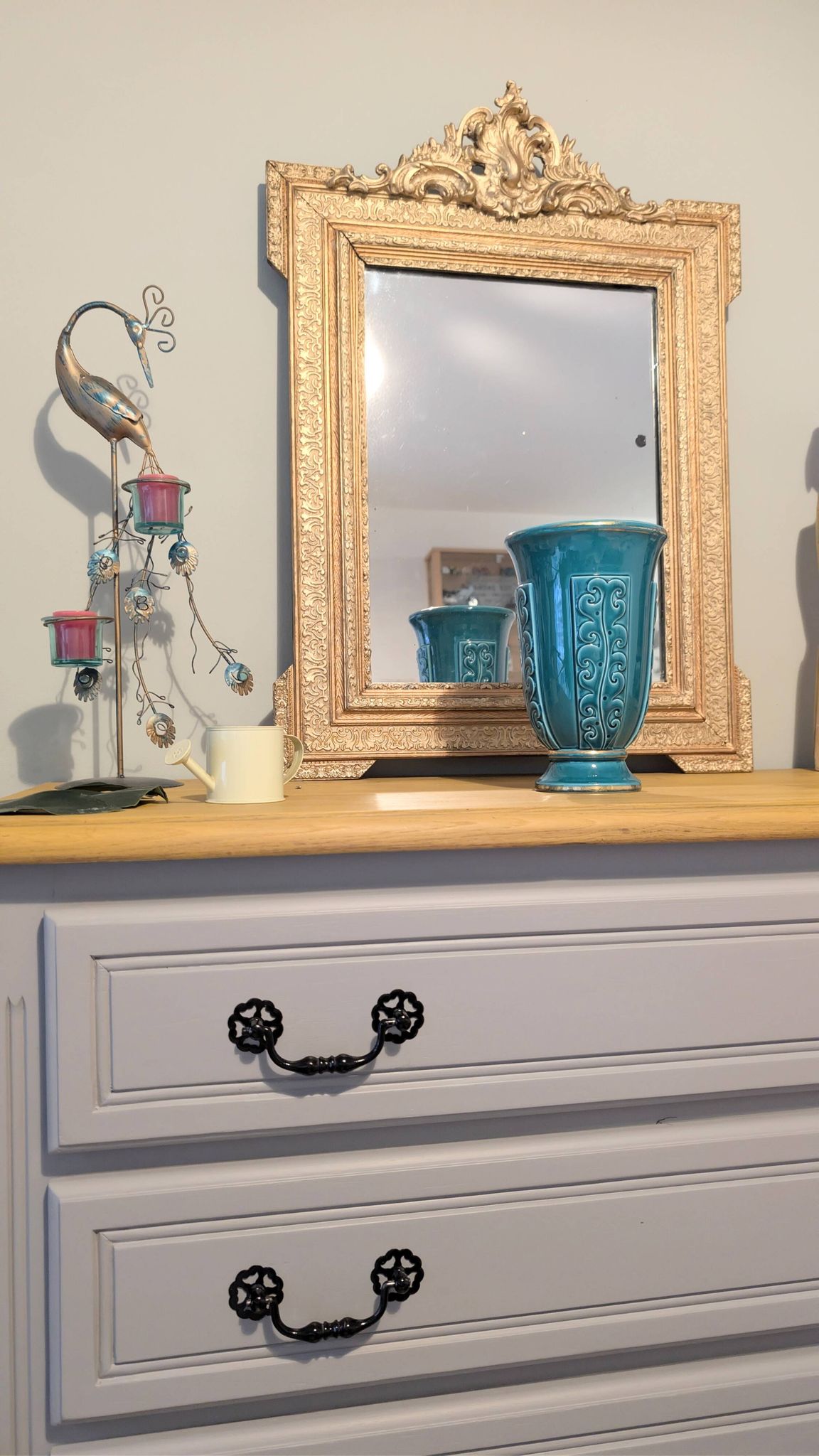 Ocean blue Verceram vase — French art ceramics