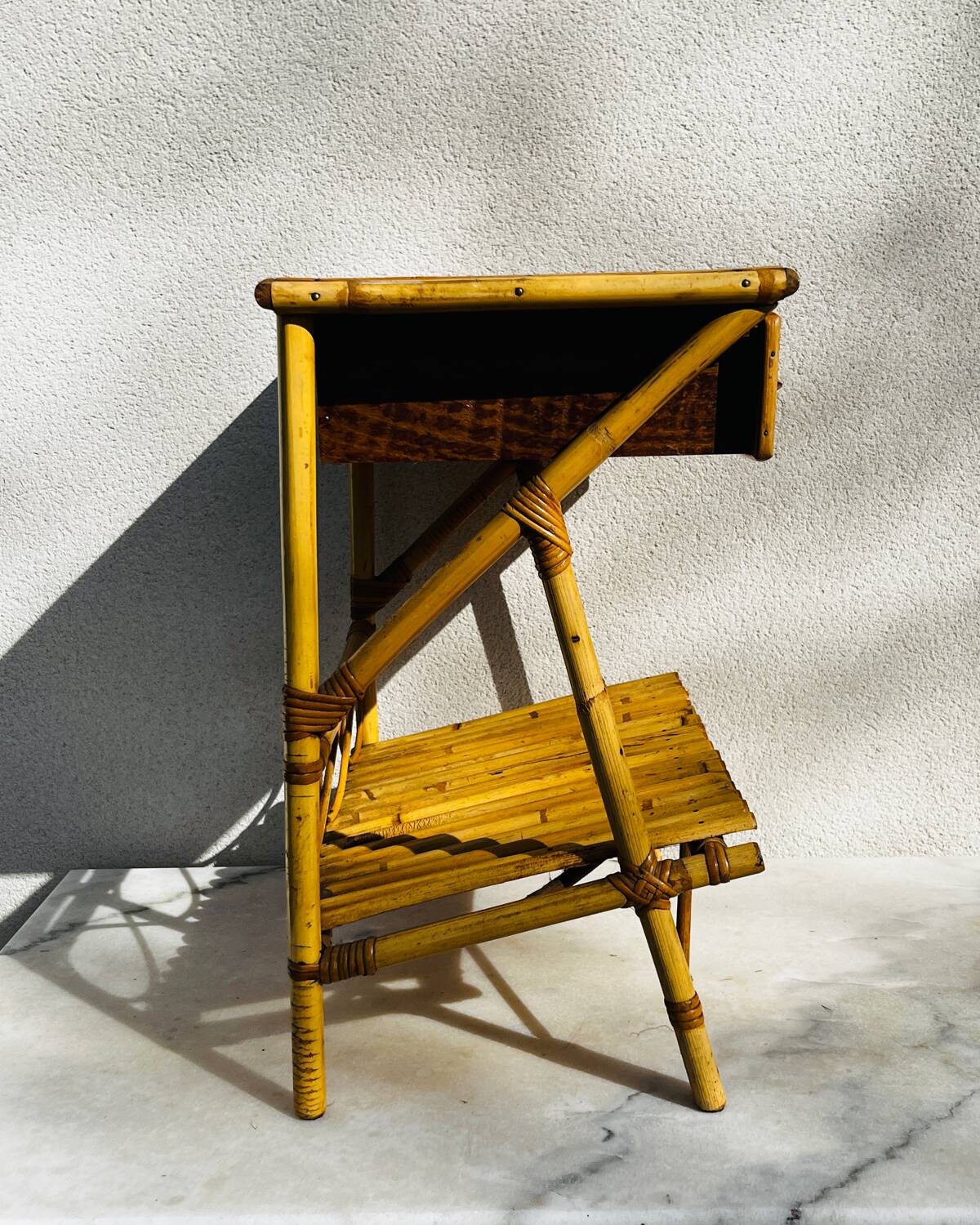 Bedside table 1960 bamboo rattan