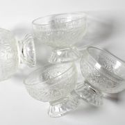 Set of 4 Vintage Pressed Glass Dessert Bowls Cibulak by Pavel Panek / 1977