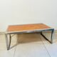 Vintage coffee table in elm burl and stainless steel base – Design 1970