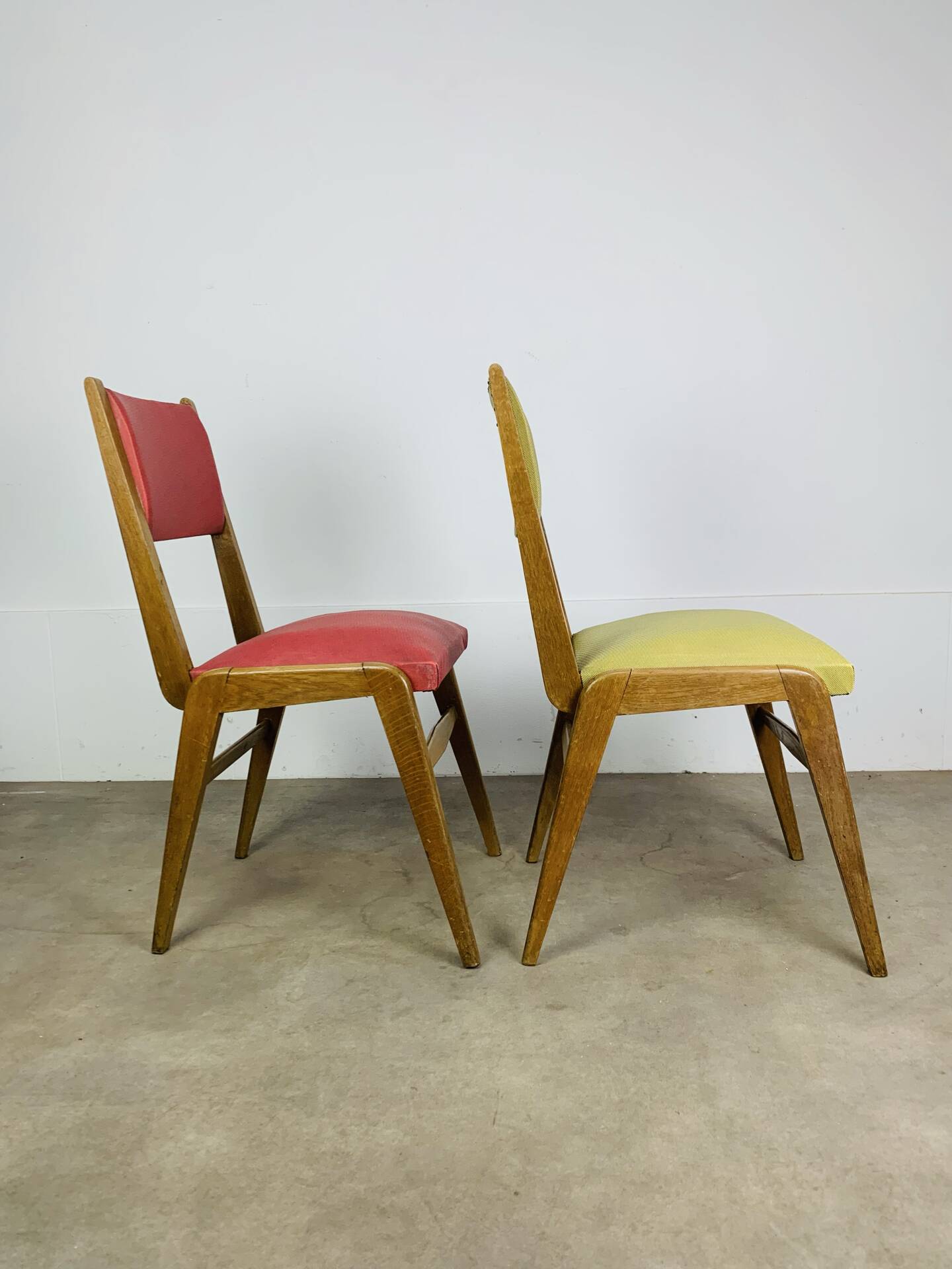 Pair of 50's style reconstruction chairs, wood