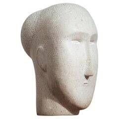 Modernist figurative sculpture bust in sandstone