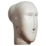 Modernist figurative sculpture bust in sandstone