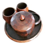 Wooden smoker service turned faceted circa 1930