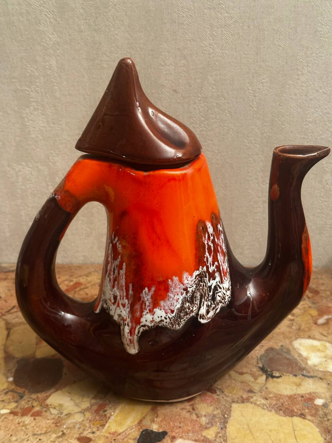 Enamelled ceramic coffee pot signed Vallauris - 1960s