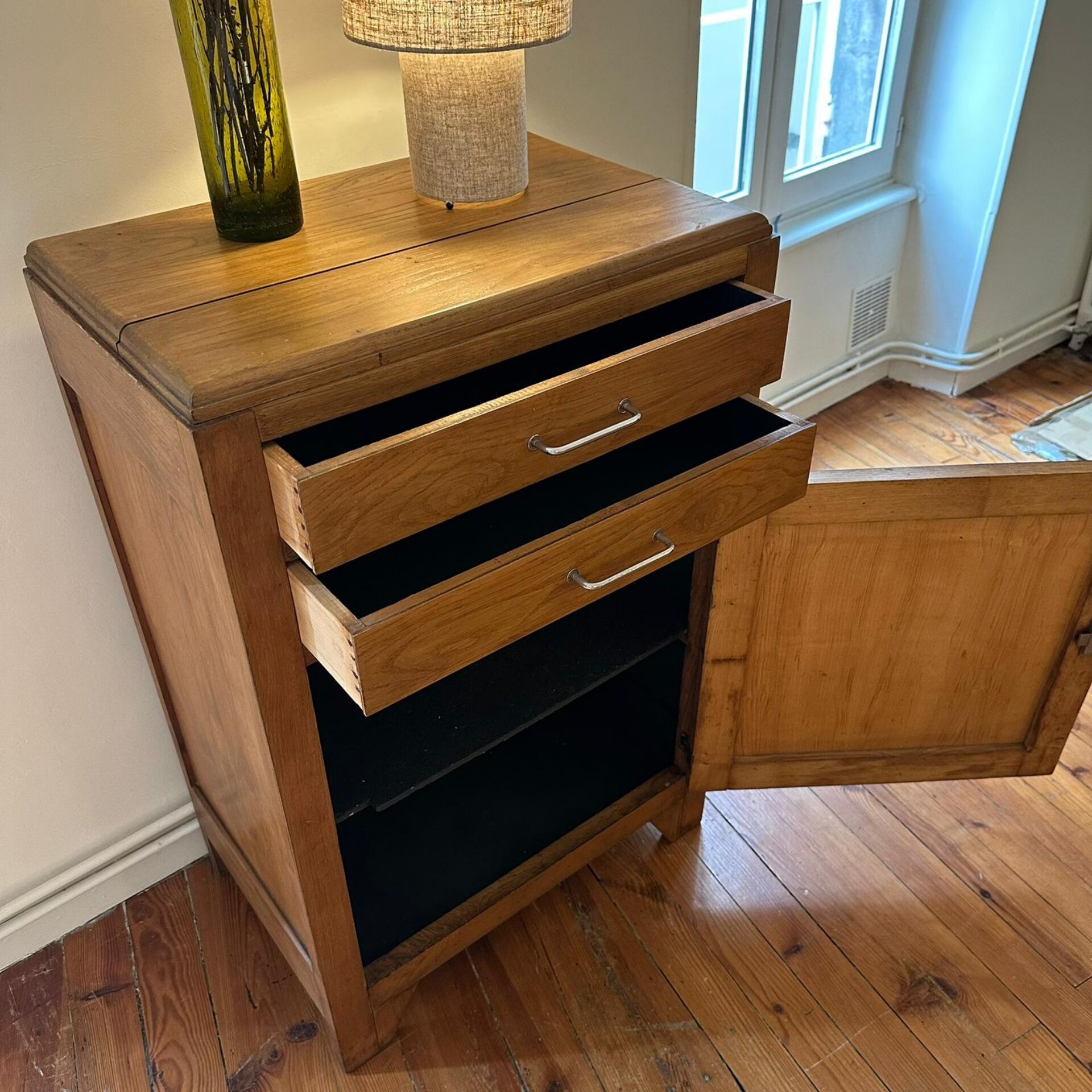 Small honey-coloured wooden buffet