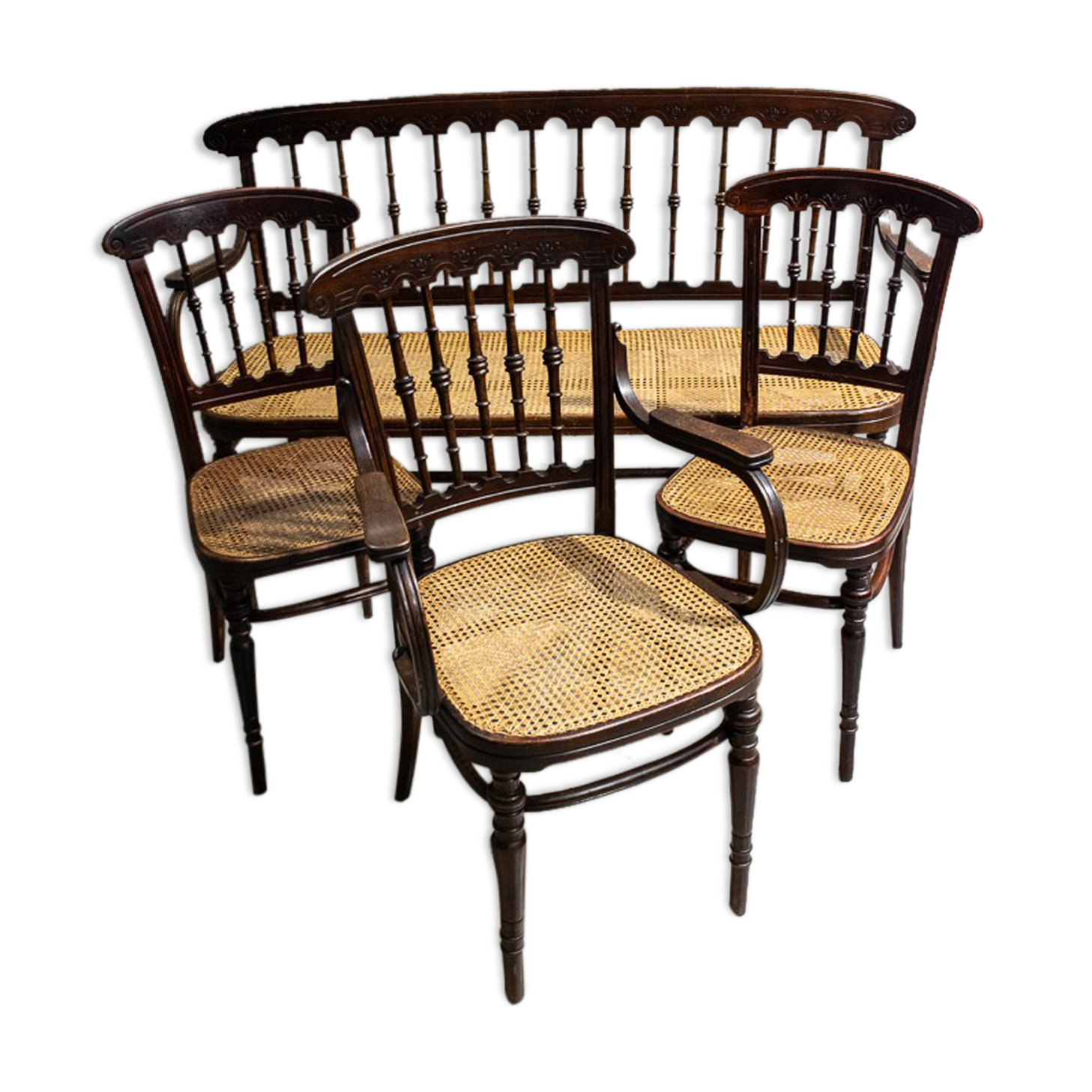 Ensemble d’un banc et trois chaises Jacob Josef Rohn Wien 1930