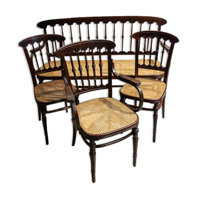 Ensemble d’un banc et trois chaises Jacob Josef Rohn Wien 1930