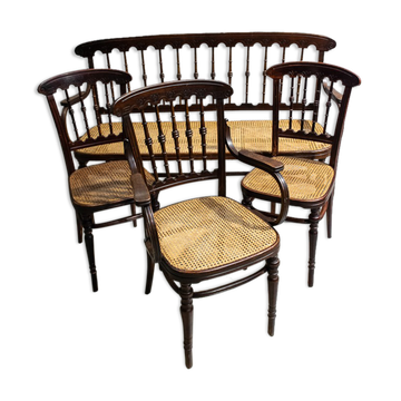 Set of a bench and three chairs Jacob Josef Rohn Wien 1930
