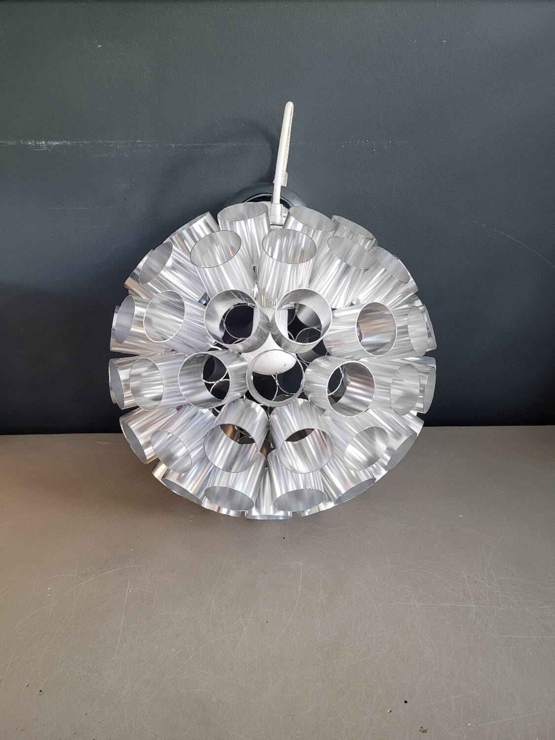 Space-age aluminum pendant light