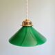 Art Deco pendant light in conical green opaline, 1920s-30s