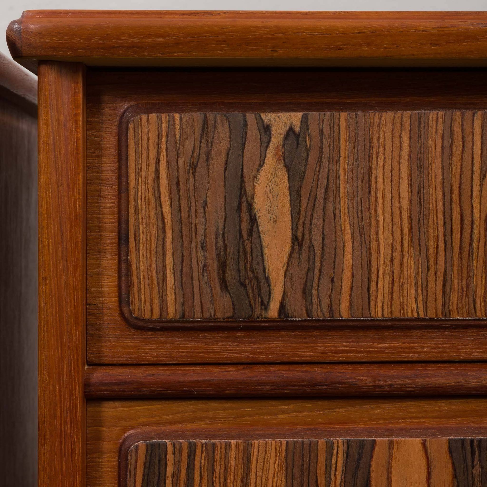 Mid-century teak bedside tables with rosewood inlays, Denmark 1960s