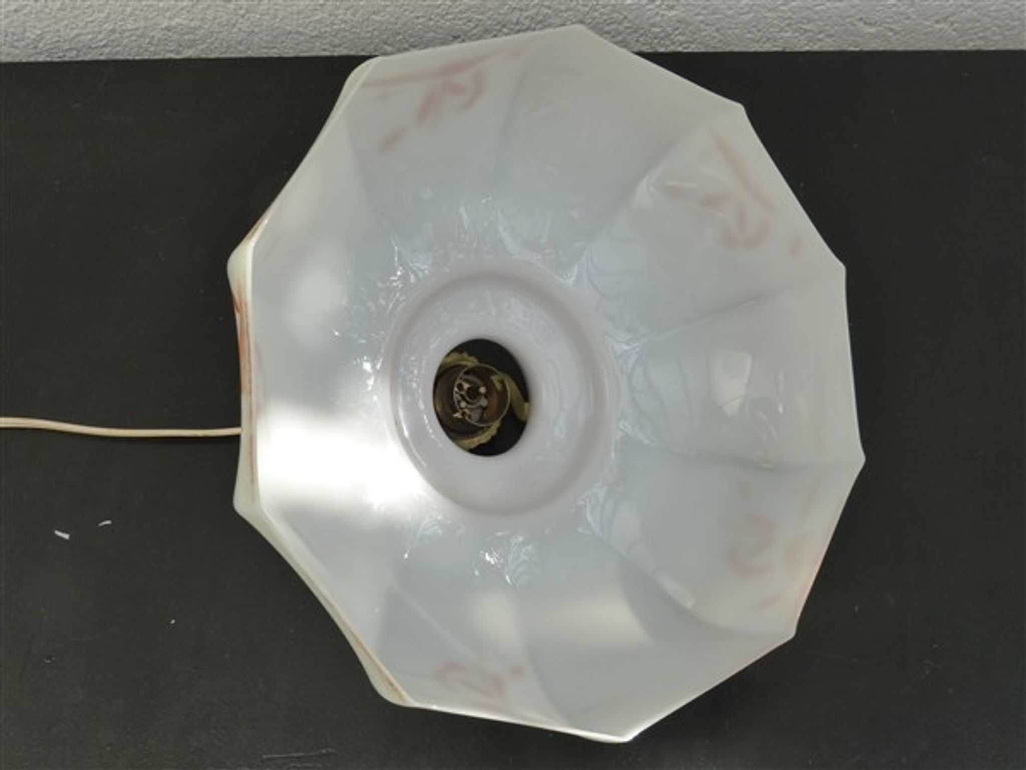 Hanging blown glass opaline glass of 1920s orange milk