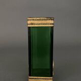 Vase 1900, glass base, bronze enclosure, antique decor