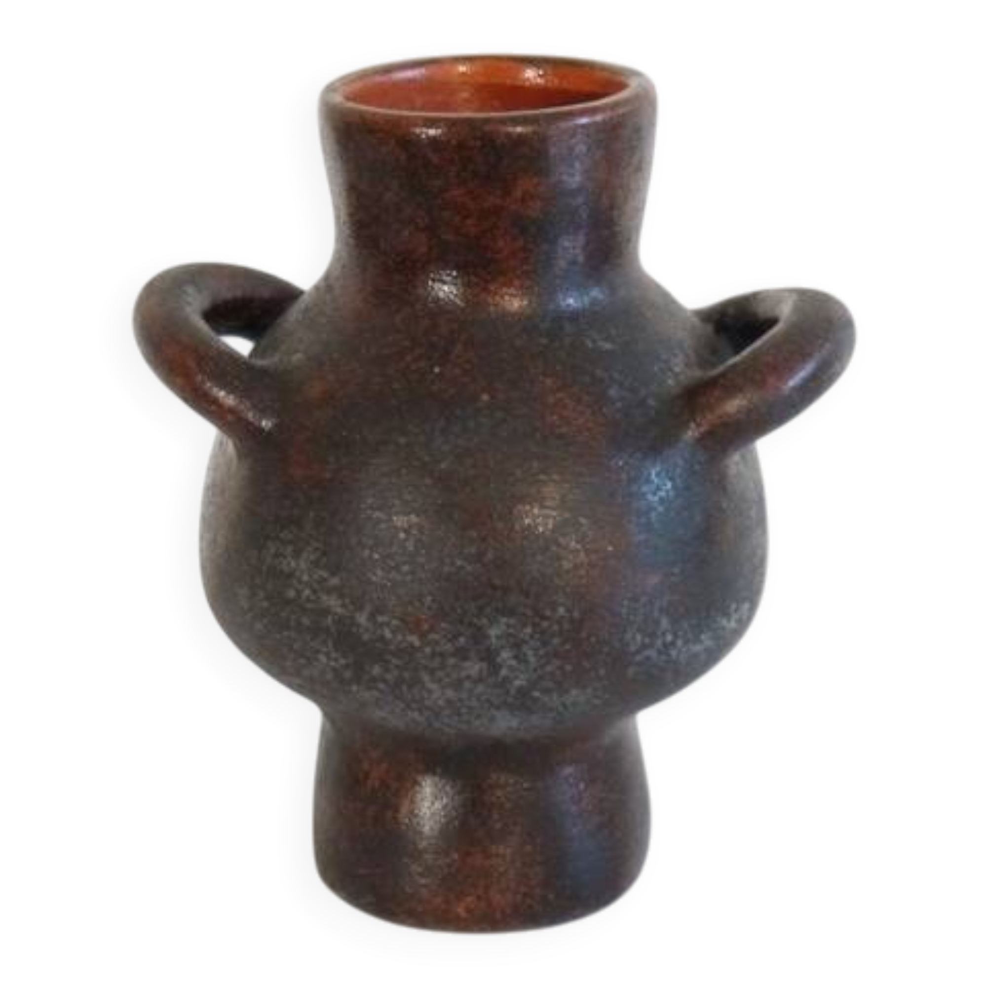 1960s ceramic pot-bellied vase with handles