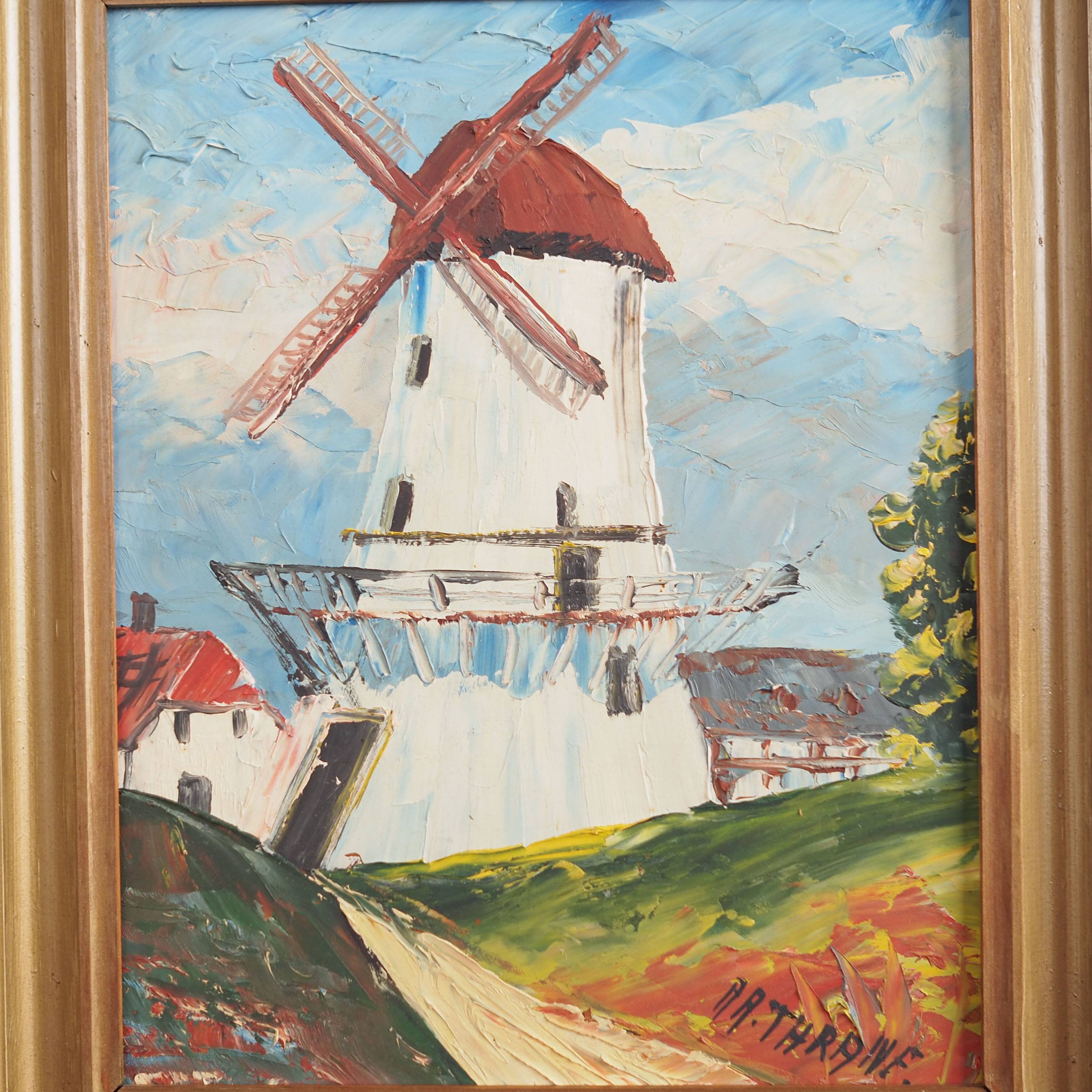 Painting „The Colourful Windmill”, Scandinavian design, 20th century, by Aage Verner Thrane