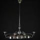 Art Deco Italian Chandelier in Nickel Brass and Frosted Glass, 1930s