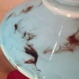 bronze and brass art deco lamp opaline marbled 45x30 with new electrics int