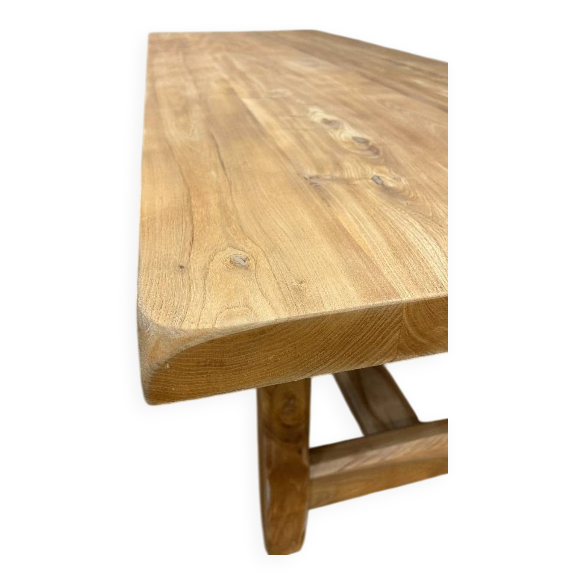 Solid pickled elm farmhouse table