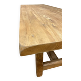 Solid pickled elm farmhouse table