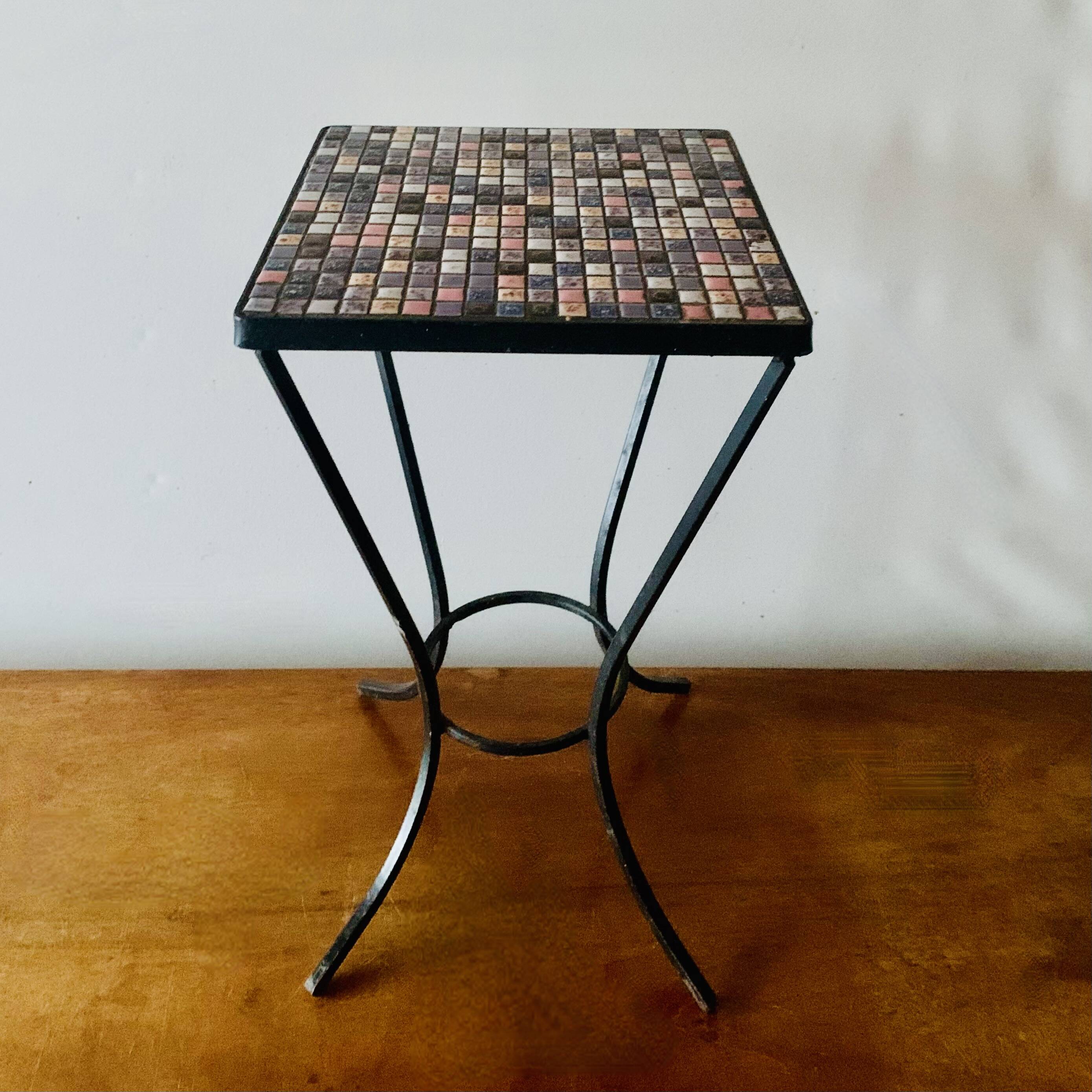 Bolster - small vintage side table in mosaic tiles
