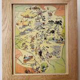 Old illustrated map of Orleans Berry - JP Pinchon