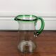 Vintage blown glass jug, green border