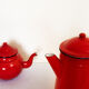Lot of a coffee maker and a Red Japy teapot