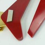 1950s streamline DOOR HANDLES push handles red bakelite and aluminum
