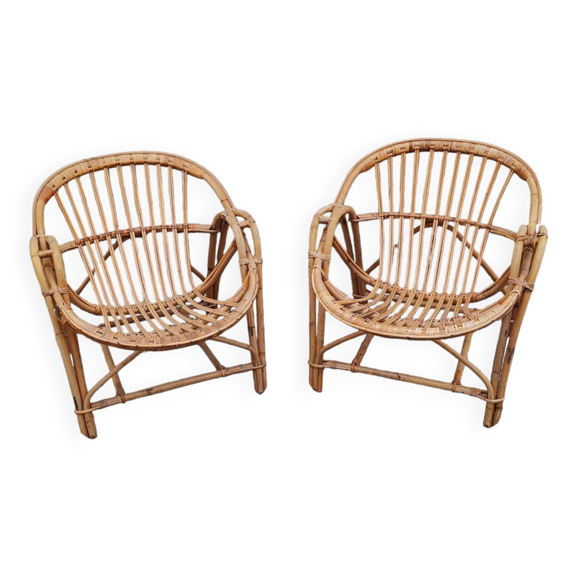 Vintage rattan armchairs from the 60s