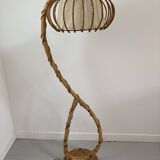 Louis Sognot vintage rattan floor lamp