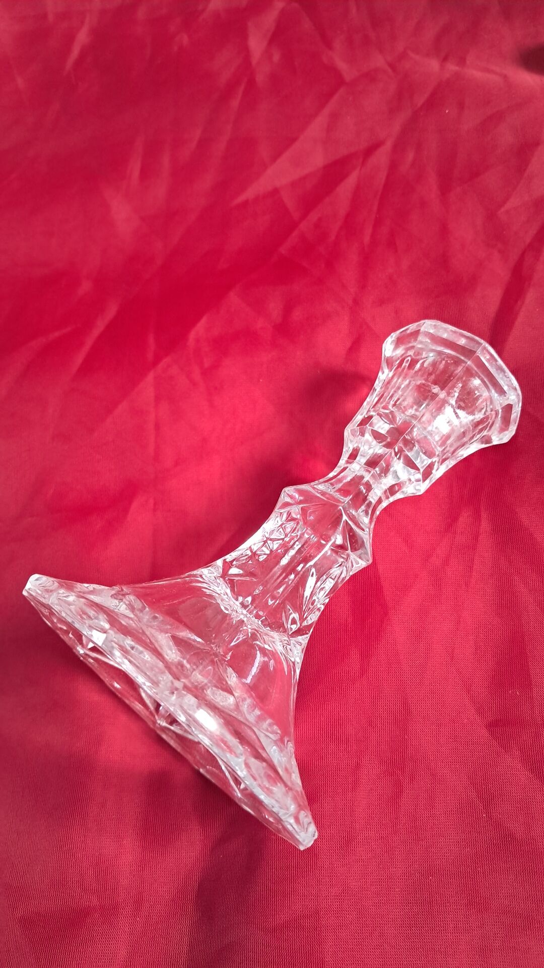 Pair of vintage glass candlesticks in clear glass