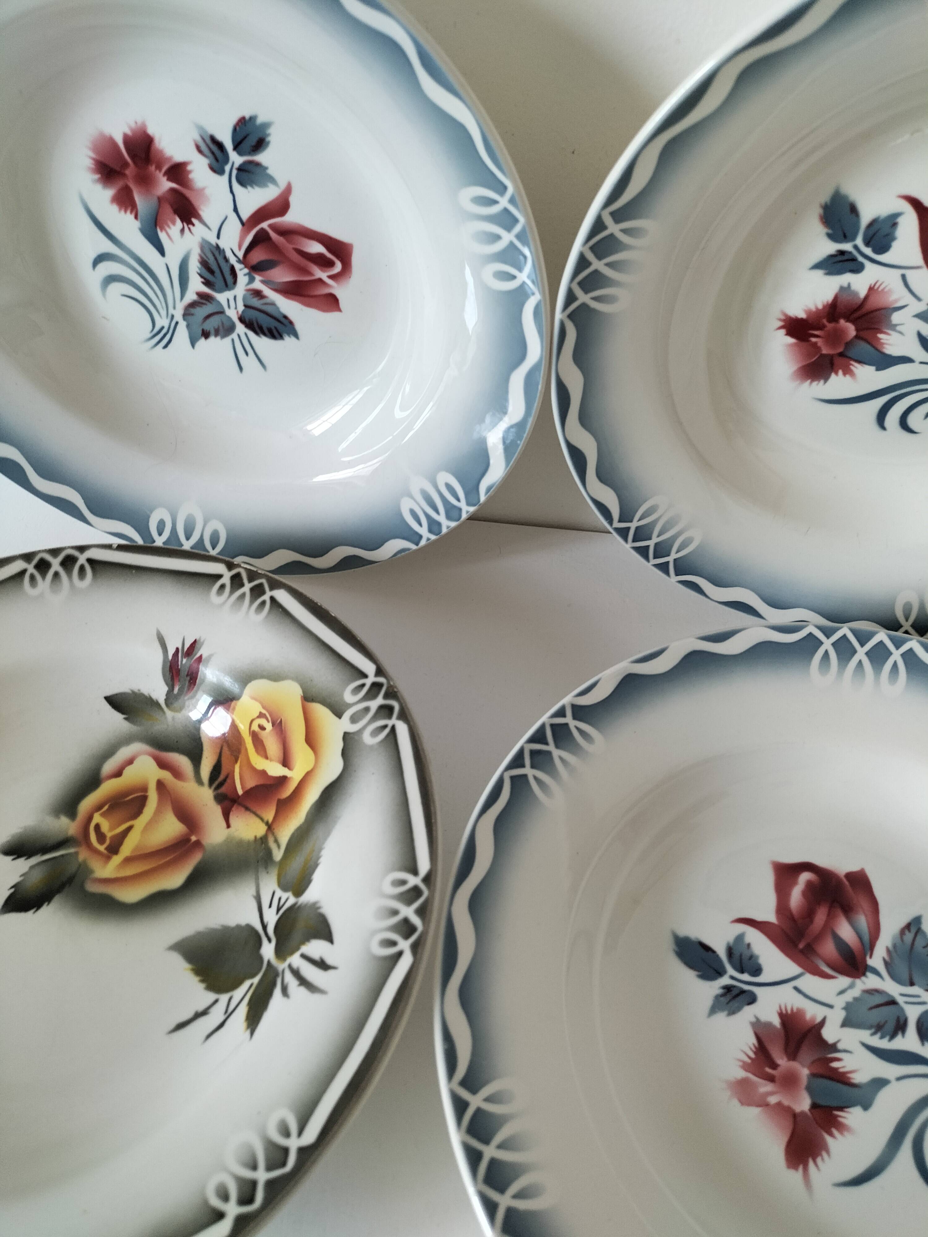4 deep plates Digoin Sarreguemines – models Marinette & Adèle