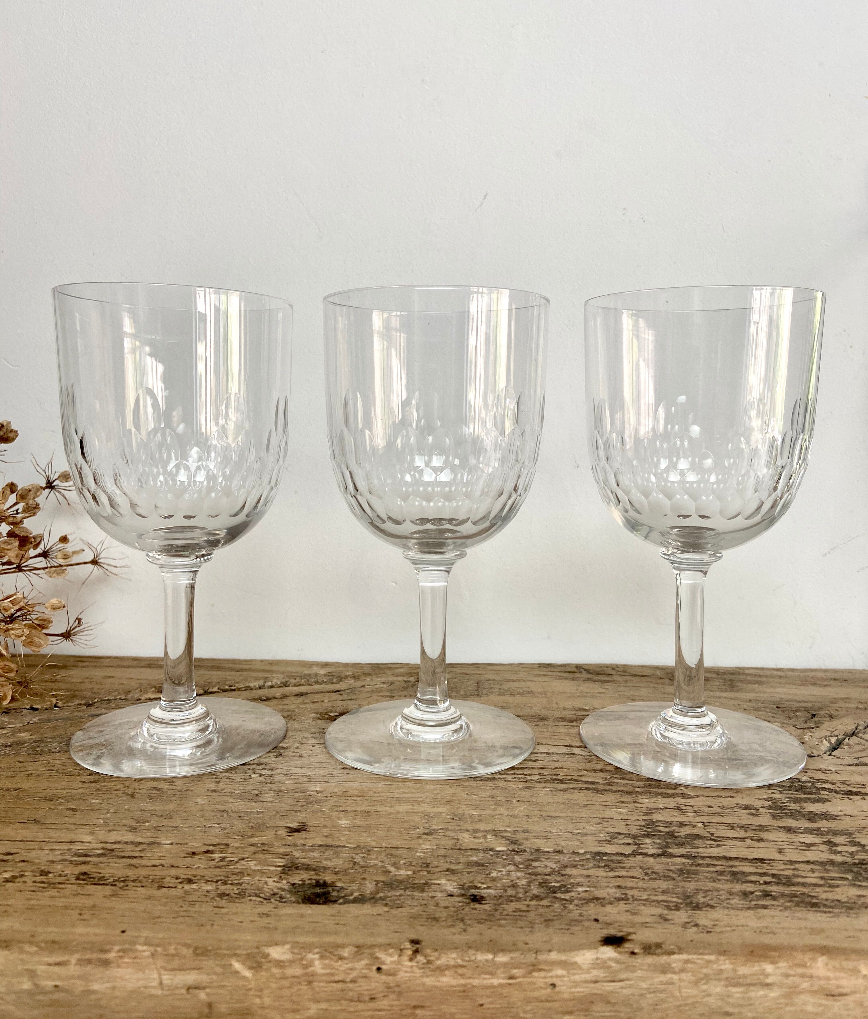 6 vintage cut crystal glasses