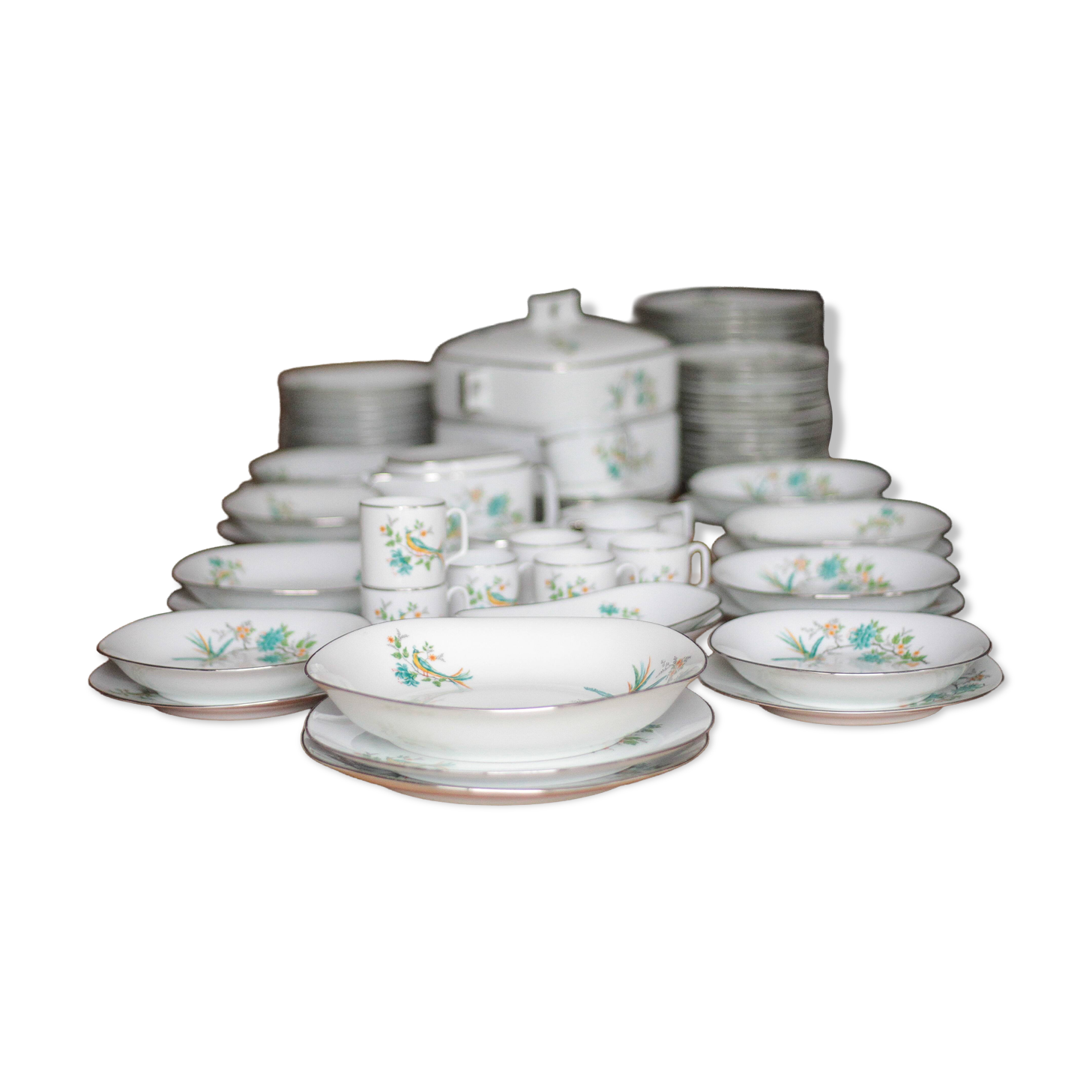 Limoges porcelain table service J.R.S Paradise bird, decor