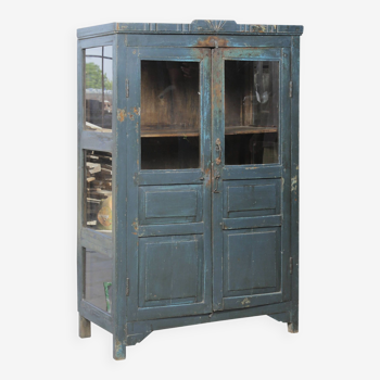 Old Teak Wardrobe (Original blue, gray patina)