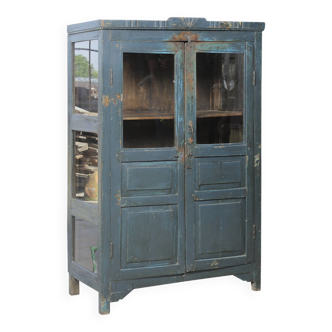 Old Teak Wardrobe (Original blue, gray patina)