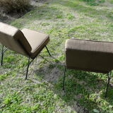 Pair of armchair heaters in brown fabric